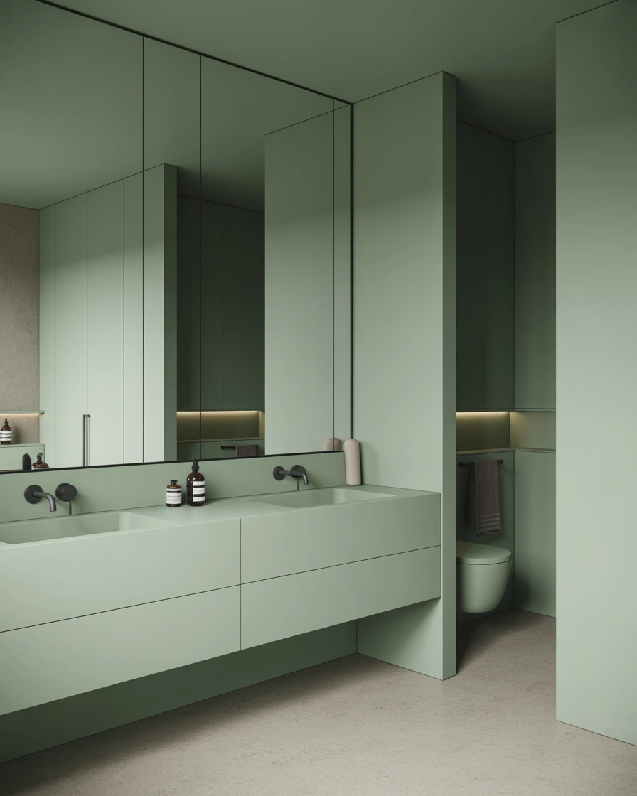 Design a Modern Seafoam Green Bathroom With Minimalist Style