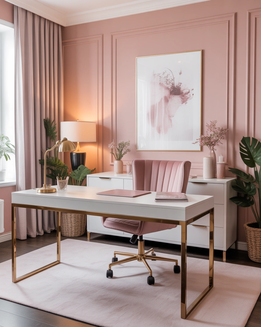 Design a Pink Feminine Office With Modern Details