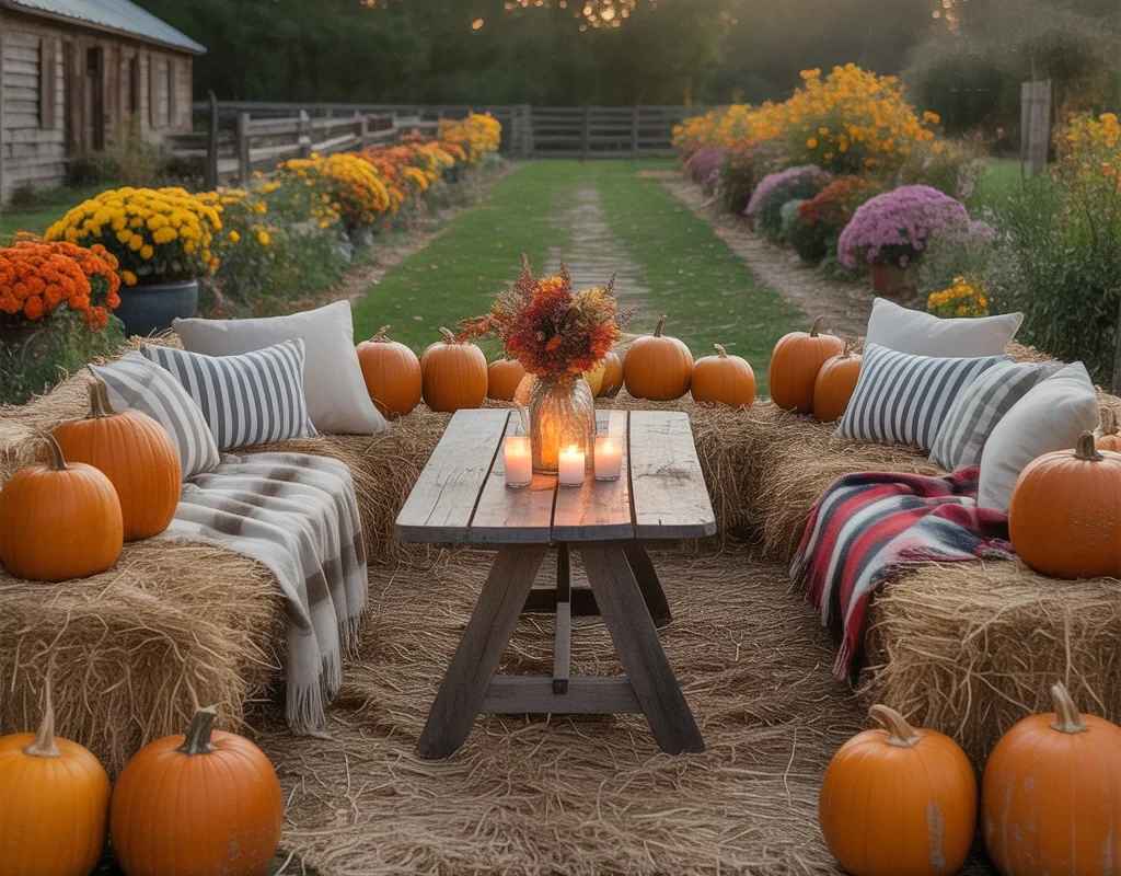 Design a Pumpkin Patch With Hay Bale Seating