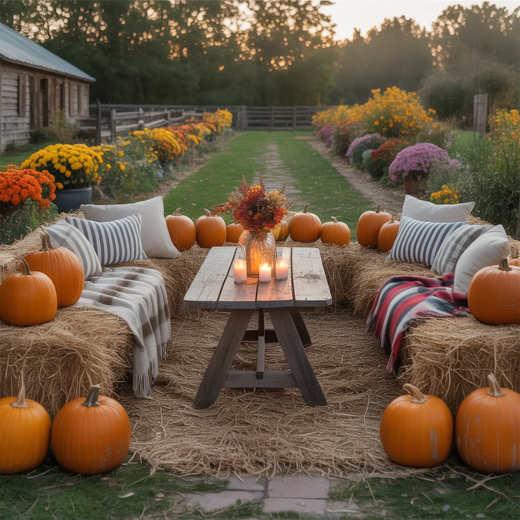 Design a Pumpkin Patch With Hay Bale Seating