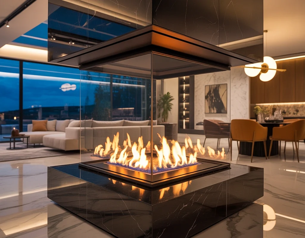 Double Sided Corner Fireplace