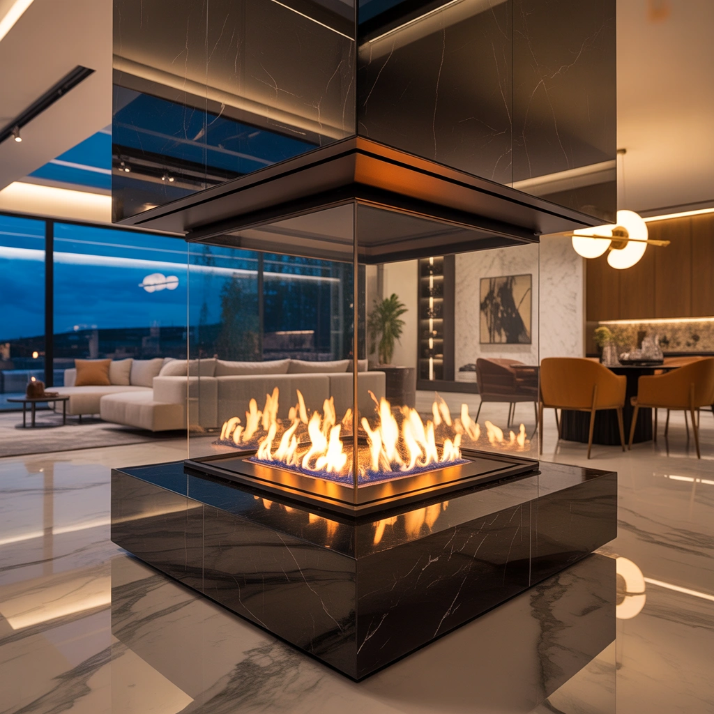 Double Sided Corner Fireplace