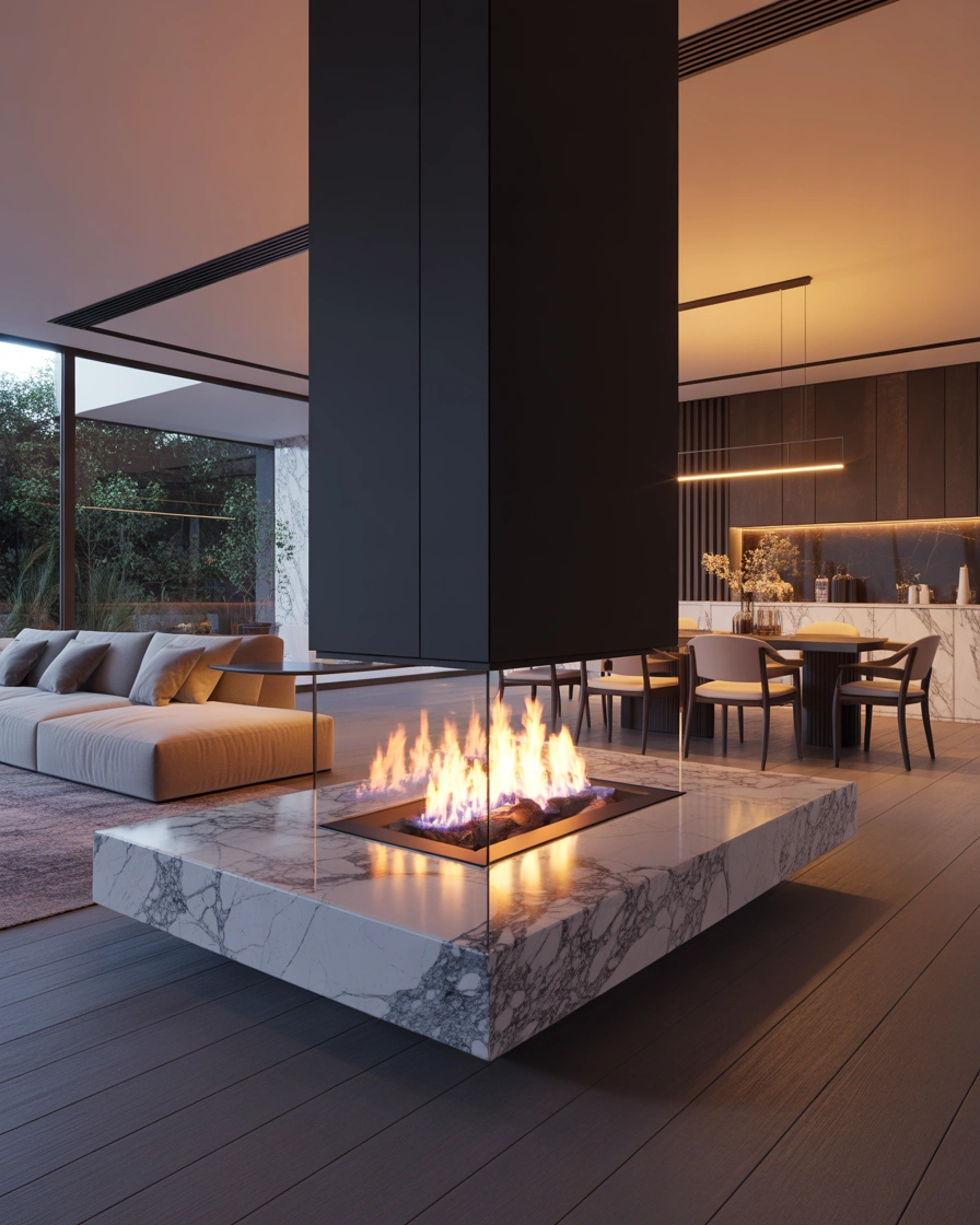 Double Sided Fireplace For an Open Concept Living Room