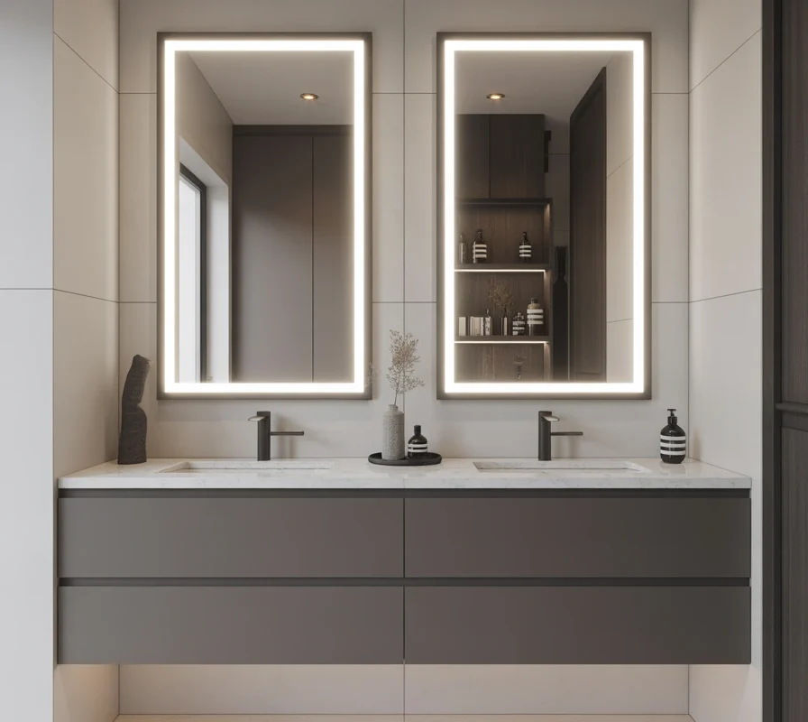 Double Sink Bathroom Vanity With LED Mirror for a Modern Luxury Experience