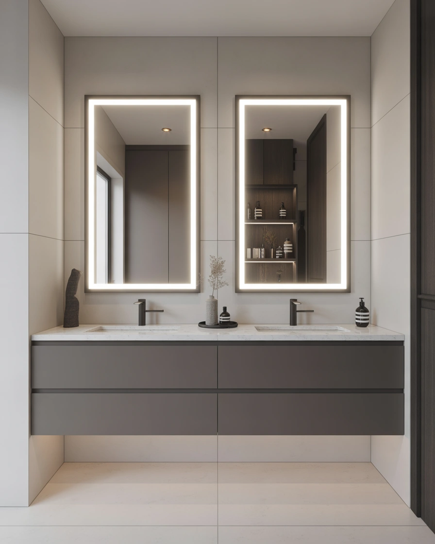 Double Sink Bathroom Vanity With LED Mirror for a Modern Luxury Experience