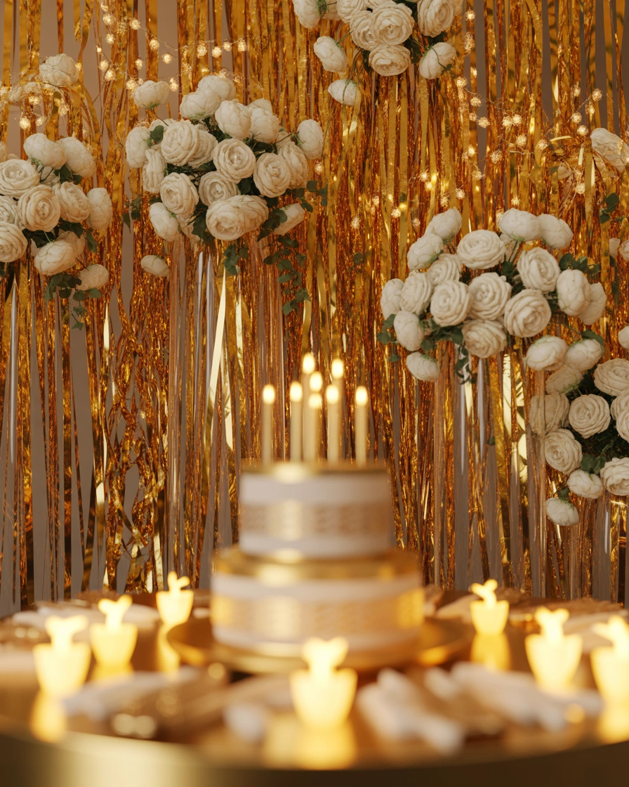 Elegant Gold Ribbon Birthday Wall Decoration