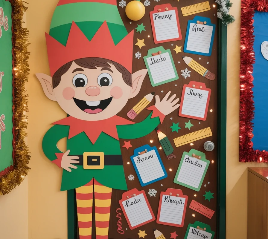 Elf Themed Christmas Door Decoration