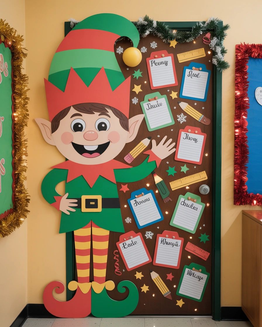 Elf Themed Christmas Door Decoration