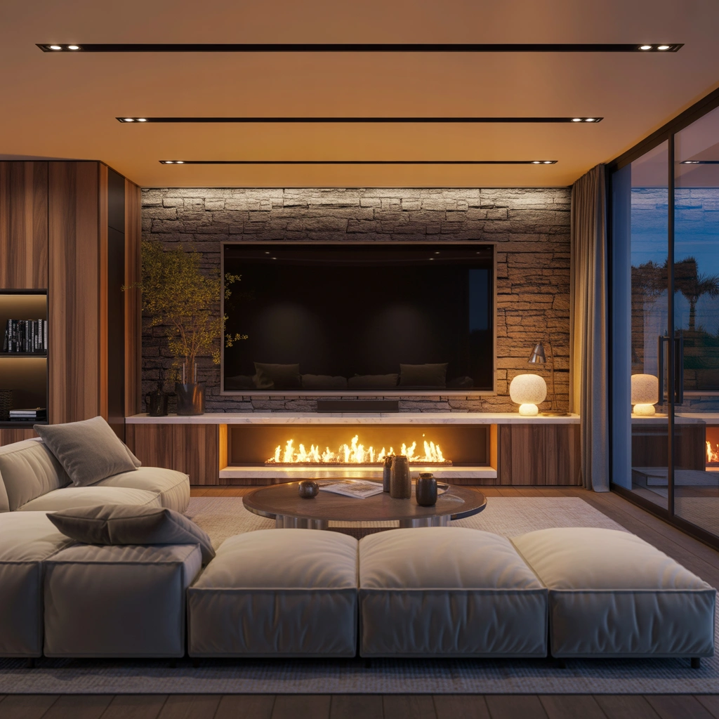 Entertainment Center With Fireplace Feature Wall