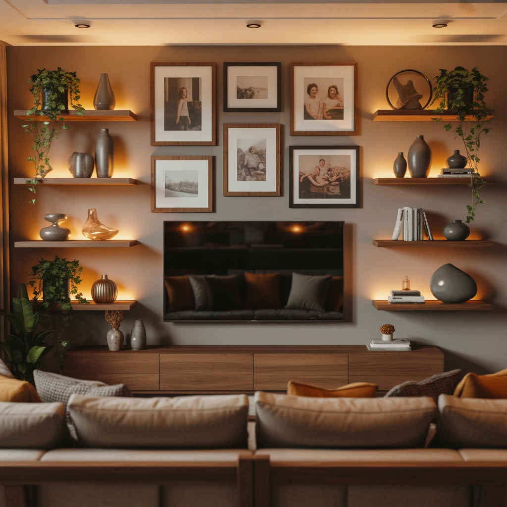 Entertainment Center With Gallery Wall Combination
