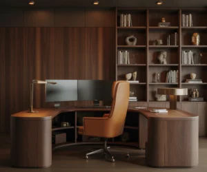 Executive Corner Desk Setup for a Luxury Home Office