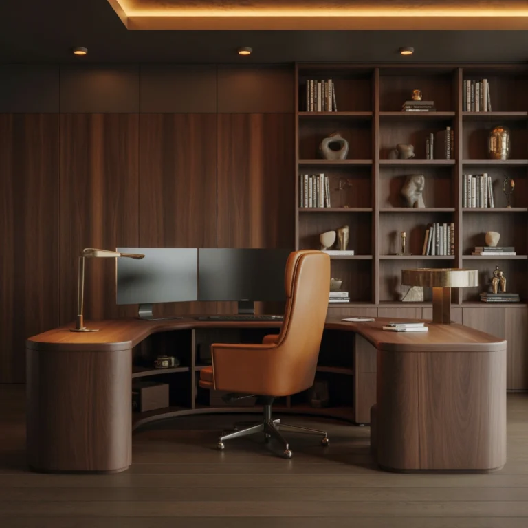 Executive Corner Desk Setup for a Luxury Home Office