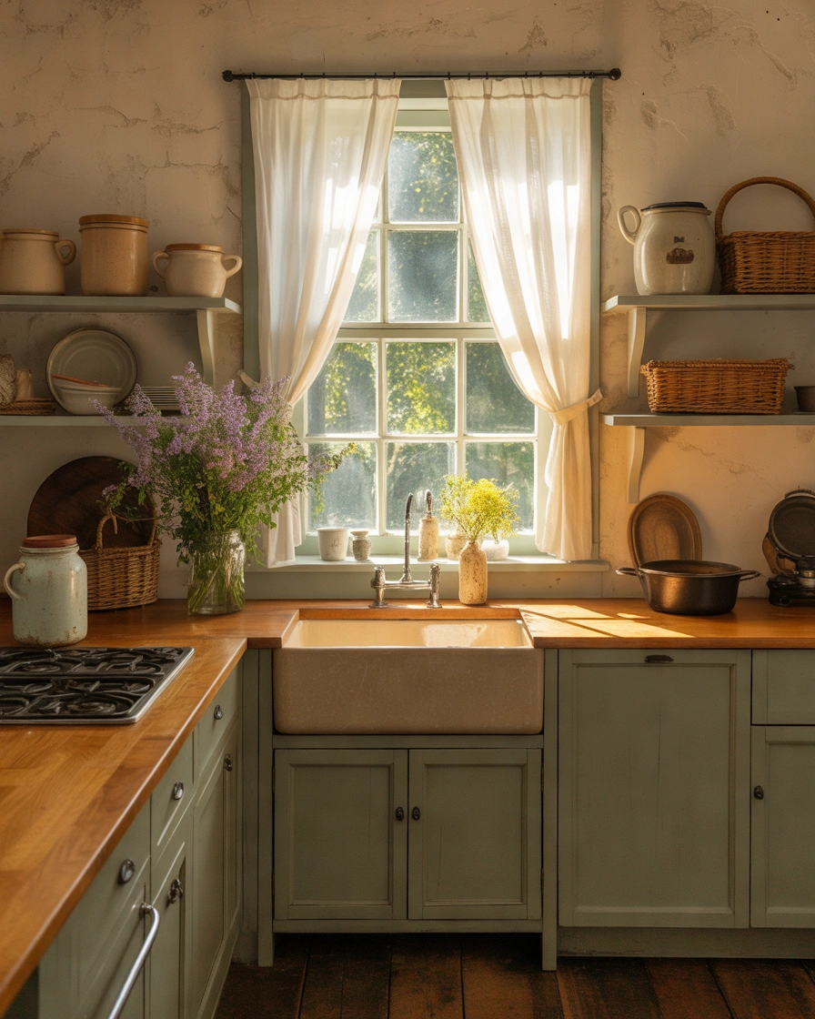 Farmhouse Café Curtains for Kitchen Windows