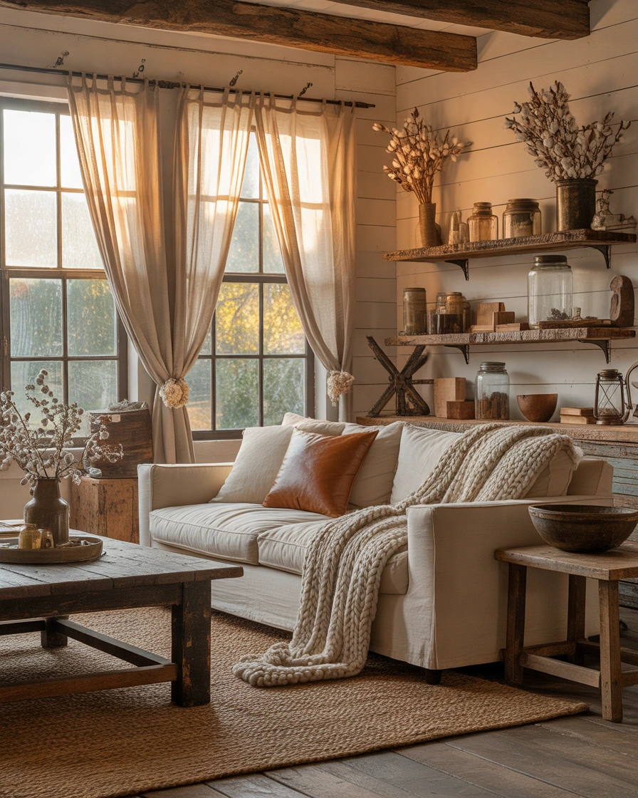 Farmhouse Drop Cloth Curtains for a Budget Friendly Makeover
