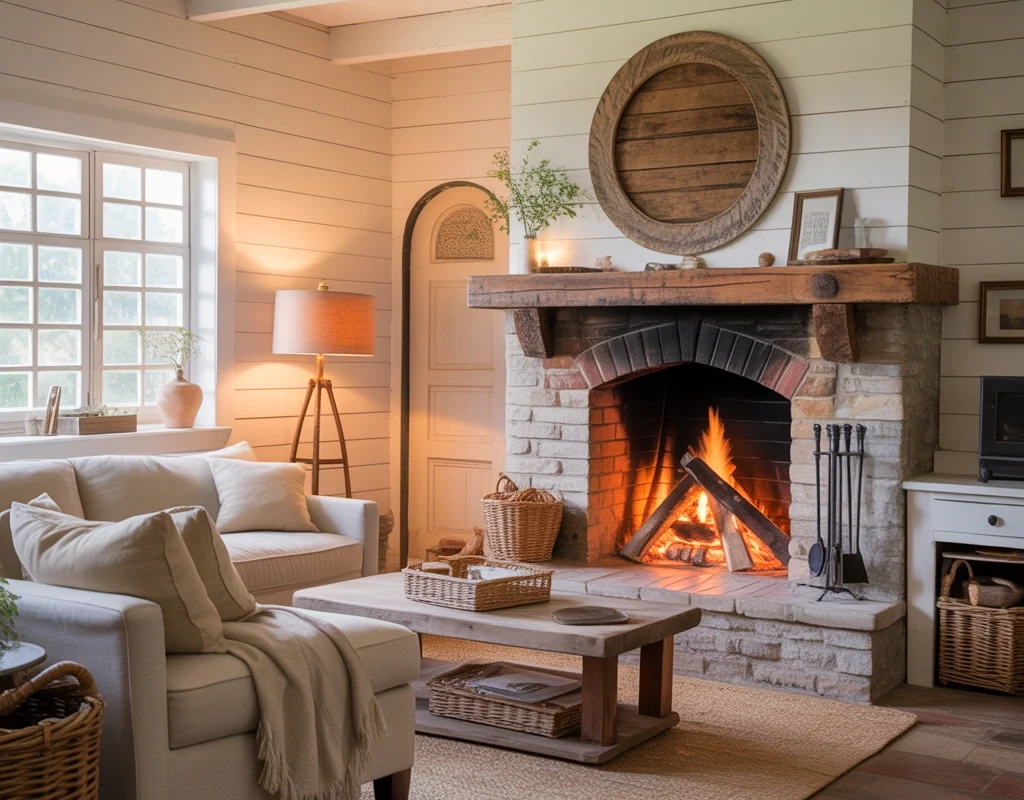 Farmhouse Style Corner Fireplace