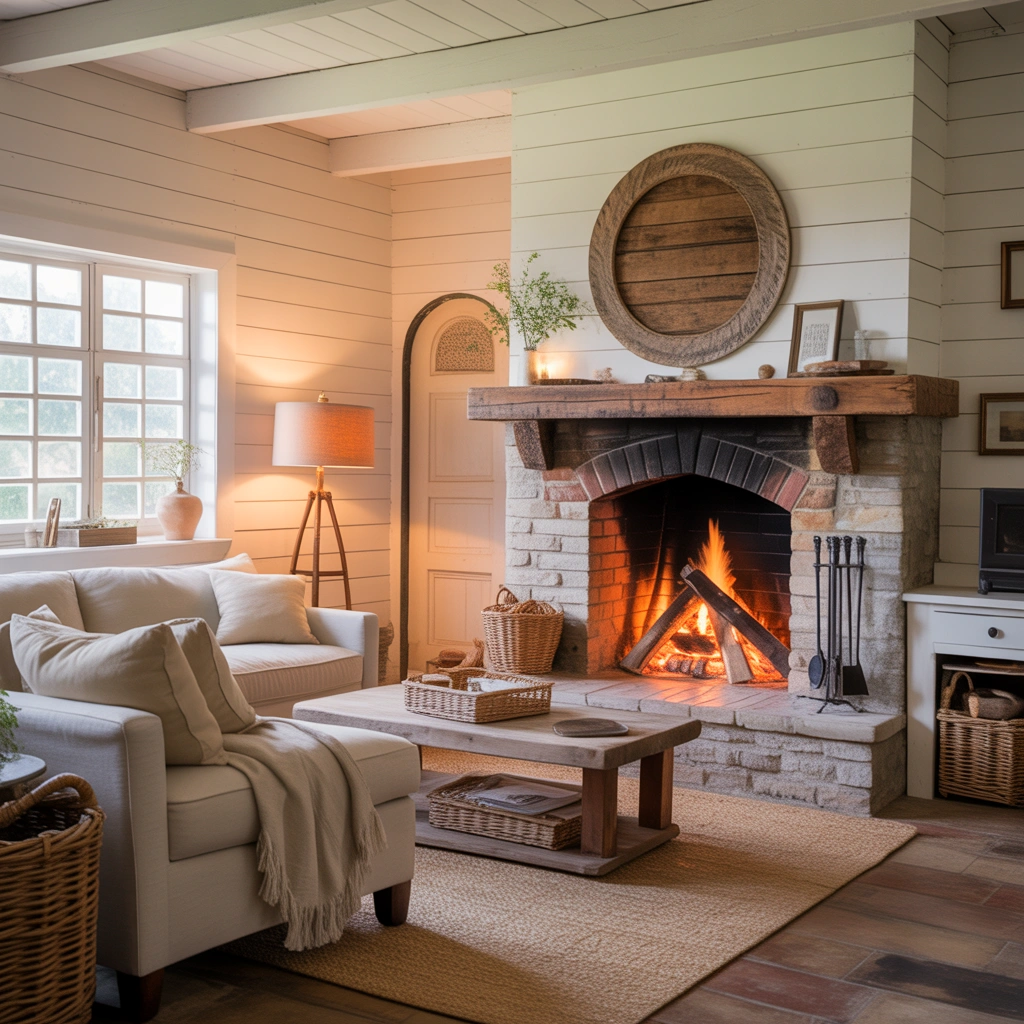 Farmhouse Style Corner Fireplace