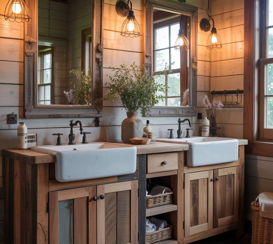 Farmhouse Style Double Sink Bathroom Vanity for a Warm and Comfortable Look