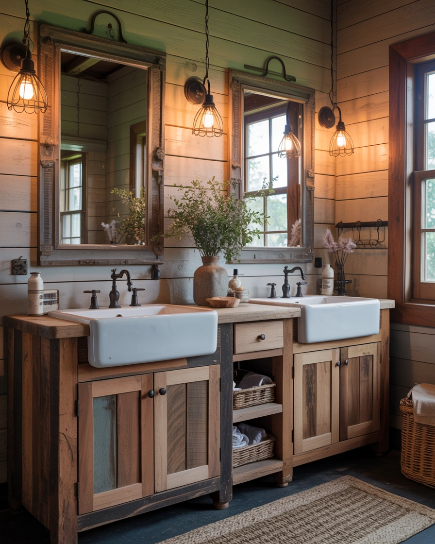 Farmhouse Style Double Sink Bathroom Vanity for a Warm and Comfortable Look