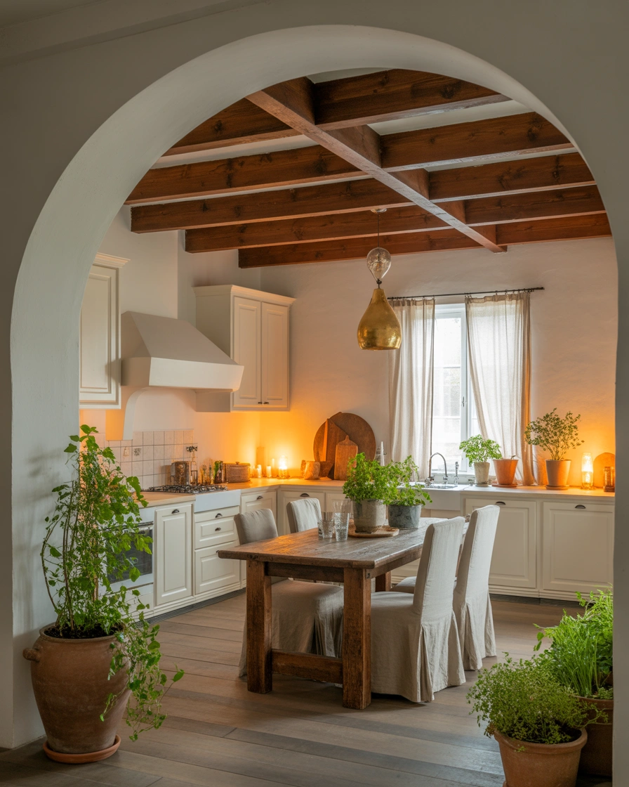 Farmhouse Style Open Kitchen Arch Design