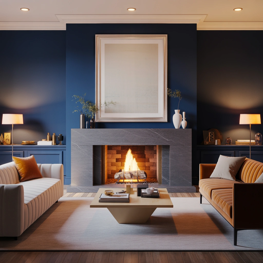 Fireplace Wall With Accent Paint Colors