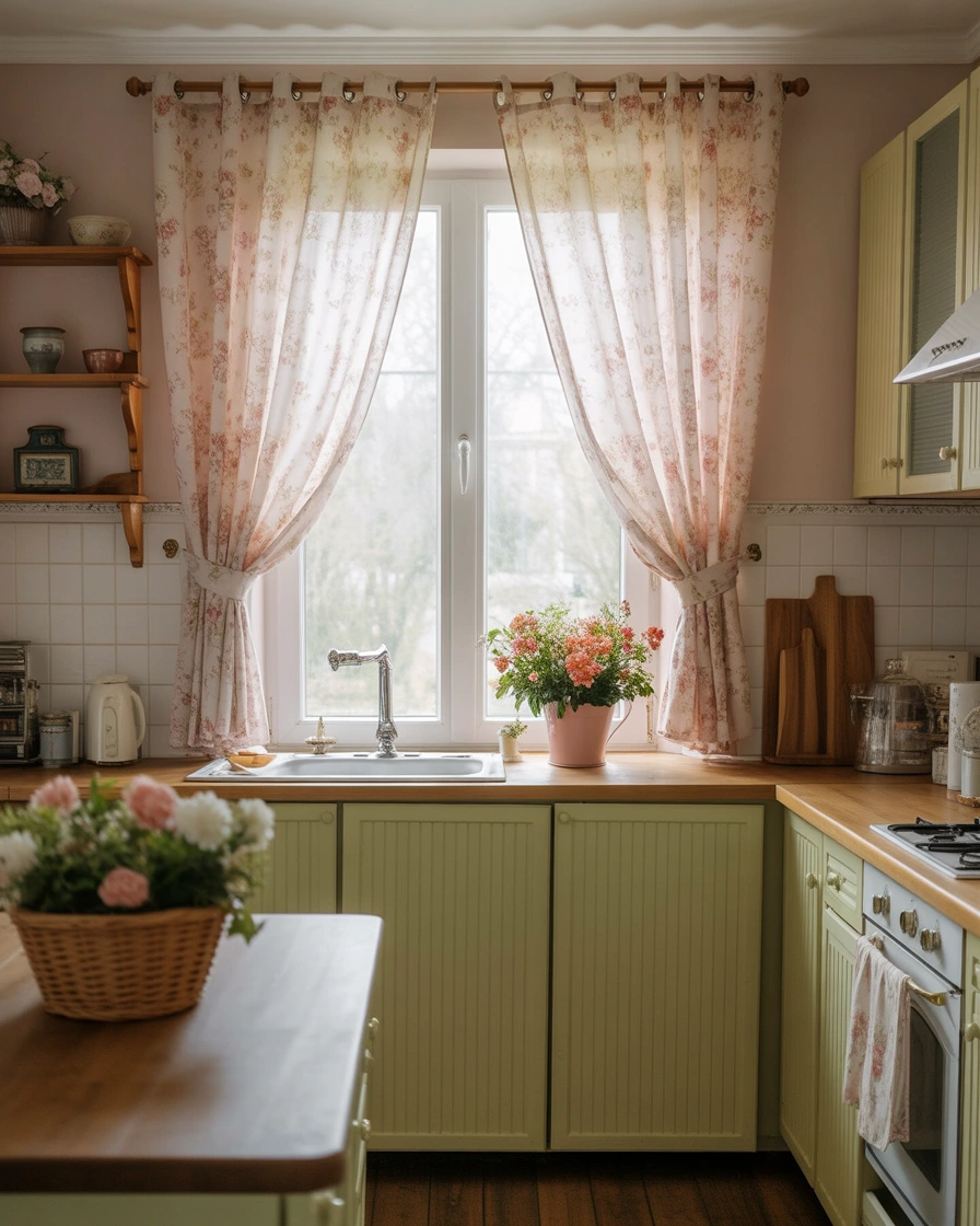 Floral Kitchen Curtains for a Warm and Cheerful Atmosphere