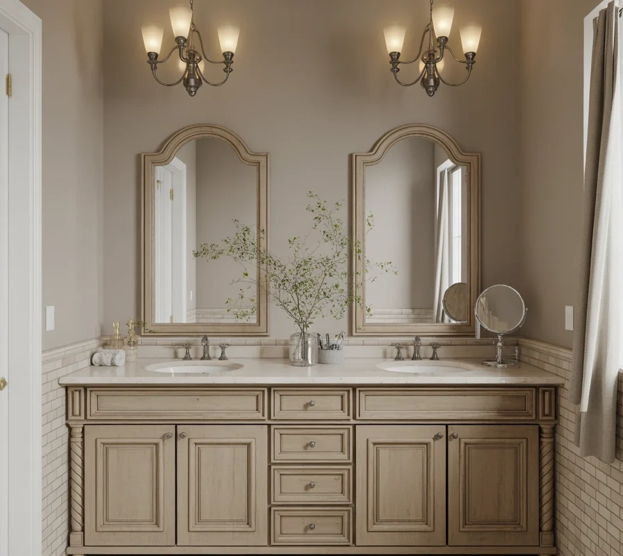 Freestanding Double Sink Bathroom Vanity for a Traditional Elegant Style