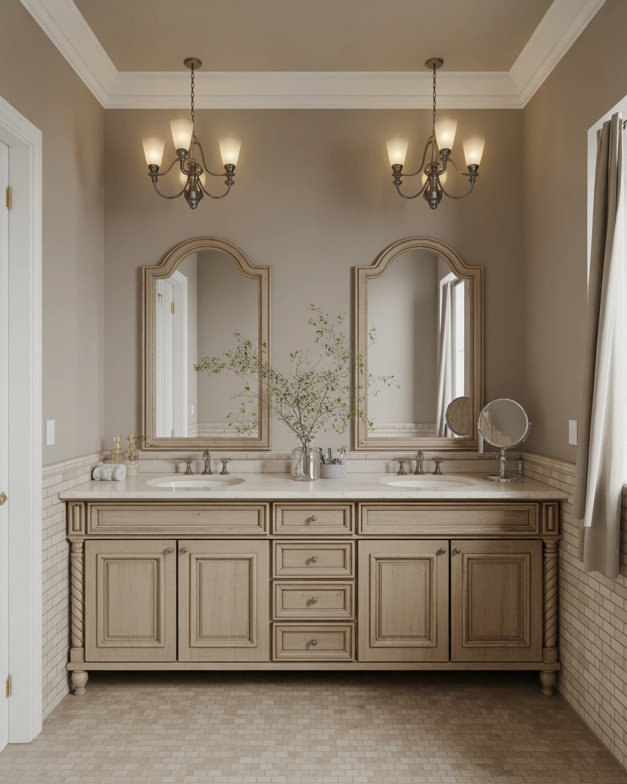 Freestanding Double Sink Bathroom Vanity for a Traditional Elegant Style