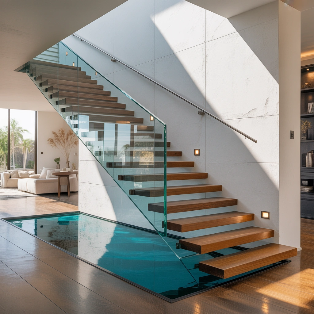Glass Wall Staircase Design