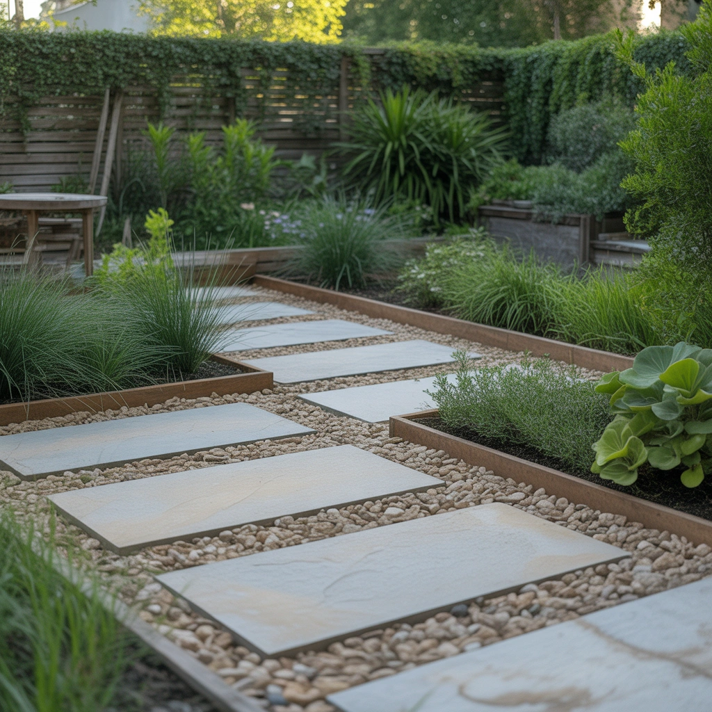 Gravel and Paving Combination for a Natural Garden Feel