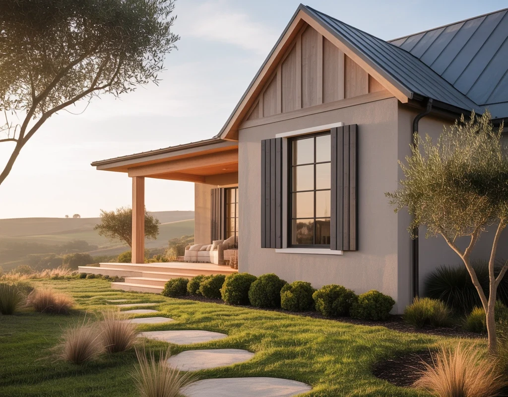 Greige Farmhouse Exterior Paint Color for a Modern Neutral and Timeless Style