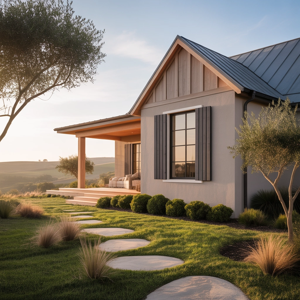 Greige Farmhouse Exterior Paint Color for a Modern Neutral and Timeless Style