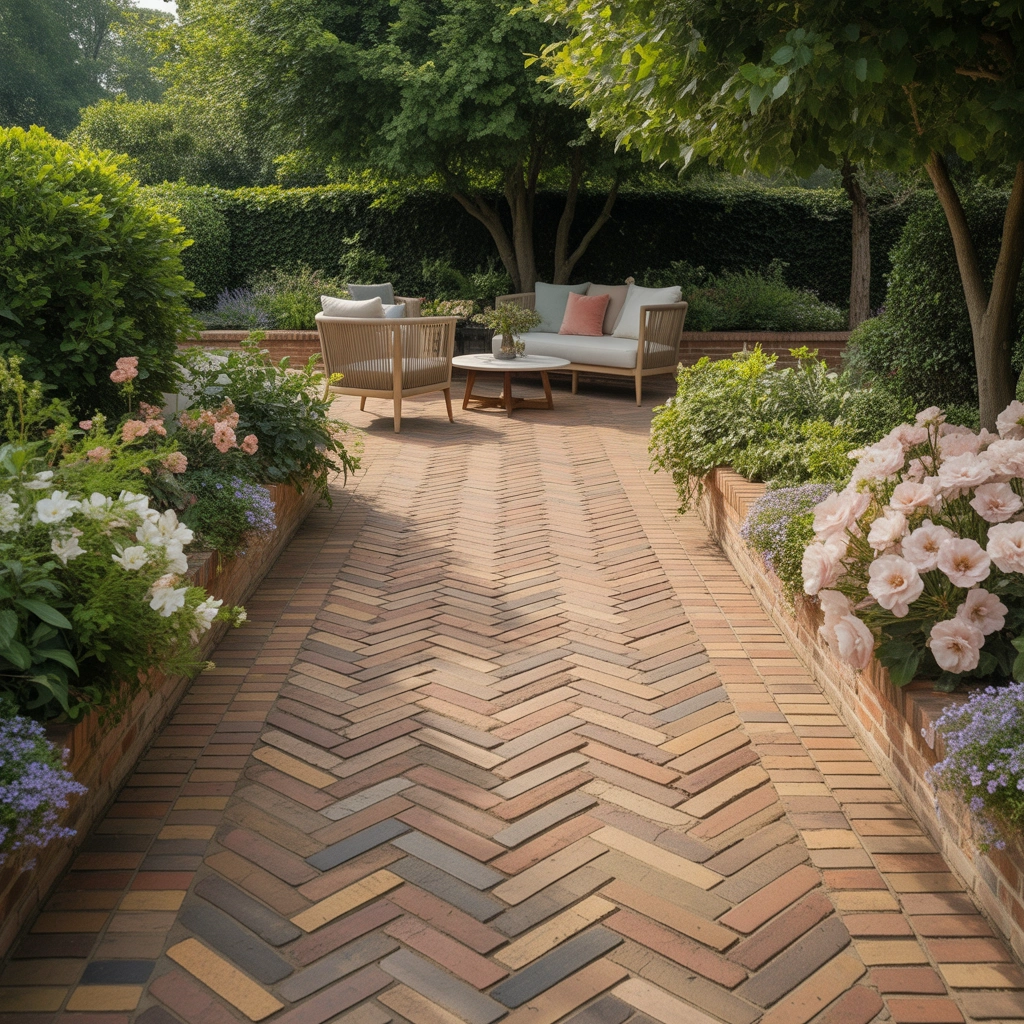Herringbone Paving Pattern for an Elegant Garden Look