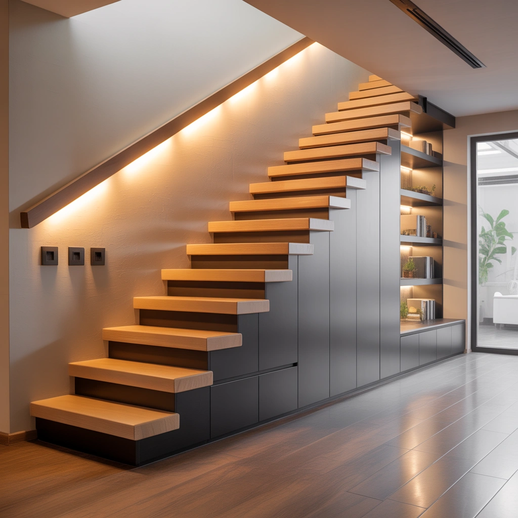 Hidden Storage Wall Staircase Design