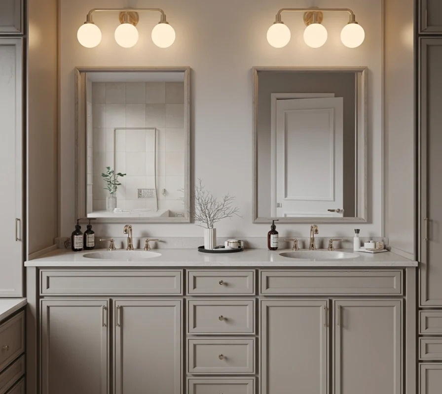 His and Hers Double Sink Bathroom Vanity With Personalized Storage