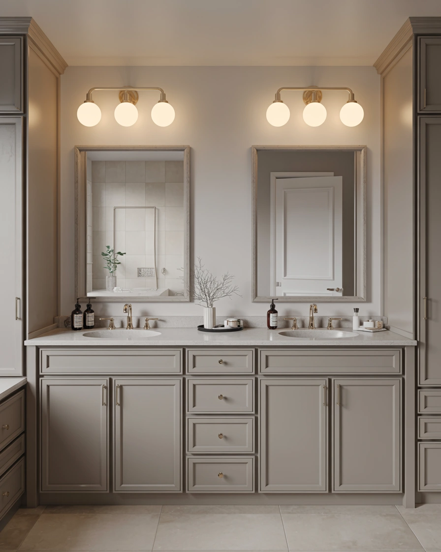 His and Hers Double Sink Bathroom Vanity With Personalized Storage