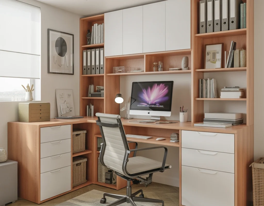 Home Office Desk with Built In Storage