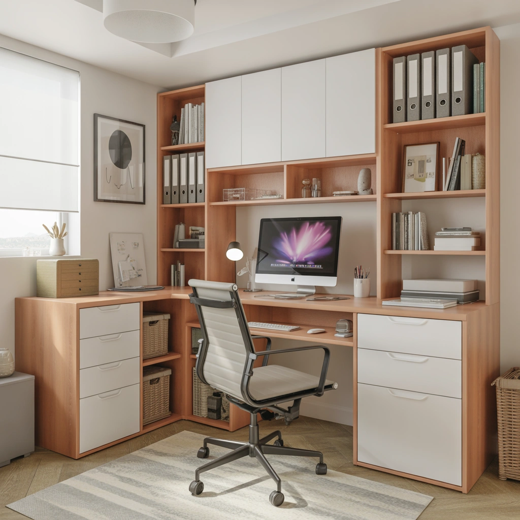 Home Office Desk with Built In Storage