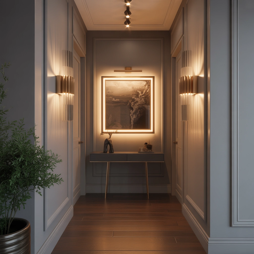 Install Statement Wall Lighting to Add Style and Warmth to Your Narrow Hallway