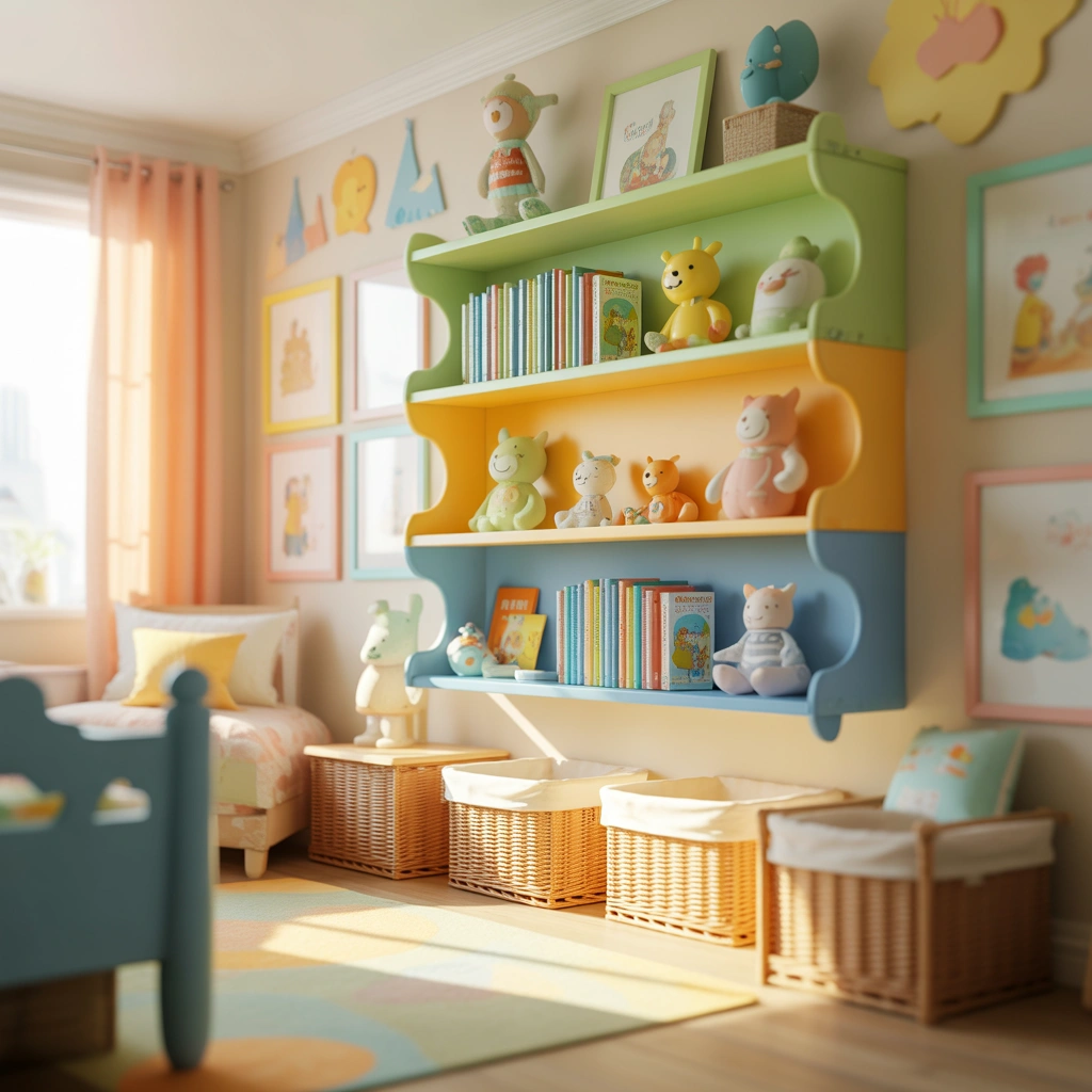 Kids Bedroom Shelf Decor With Fun and Colorful Elements