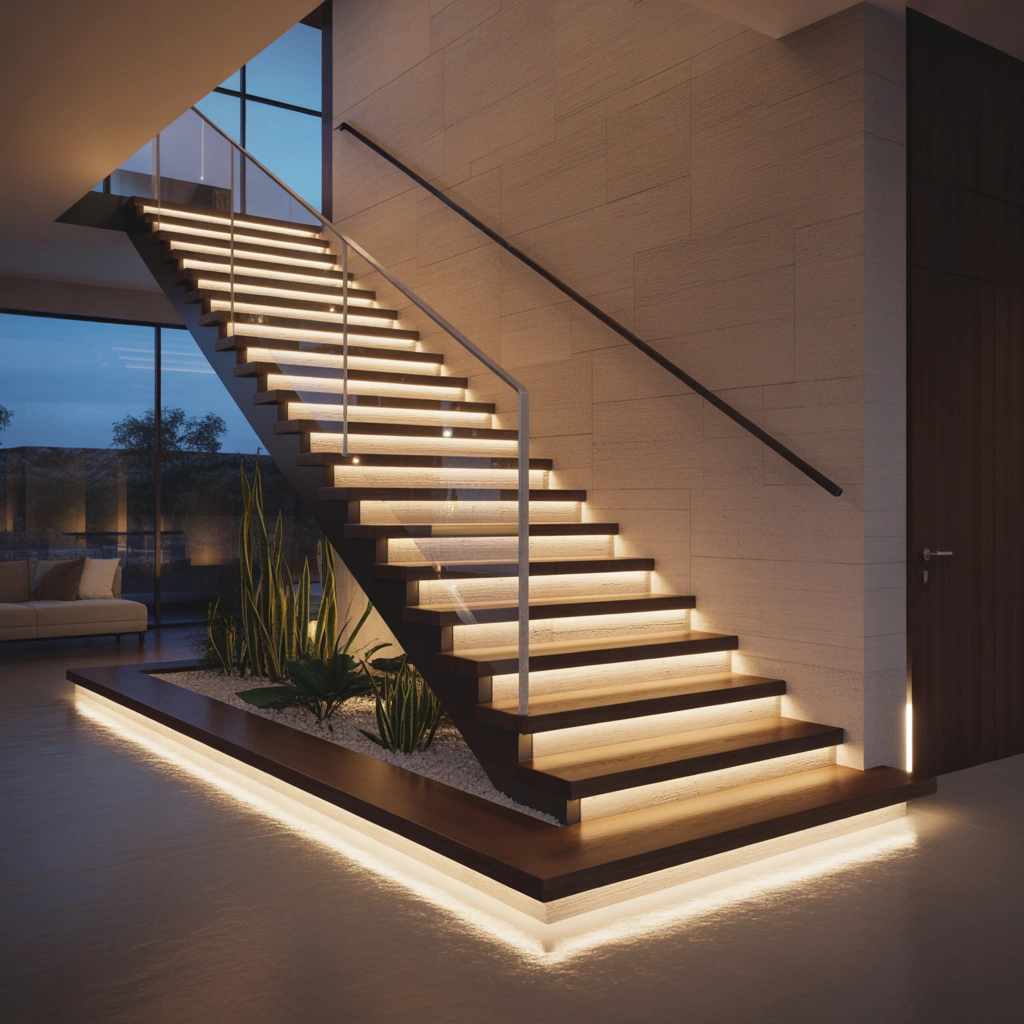 LED Illuminated Wall Stairs Design