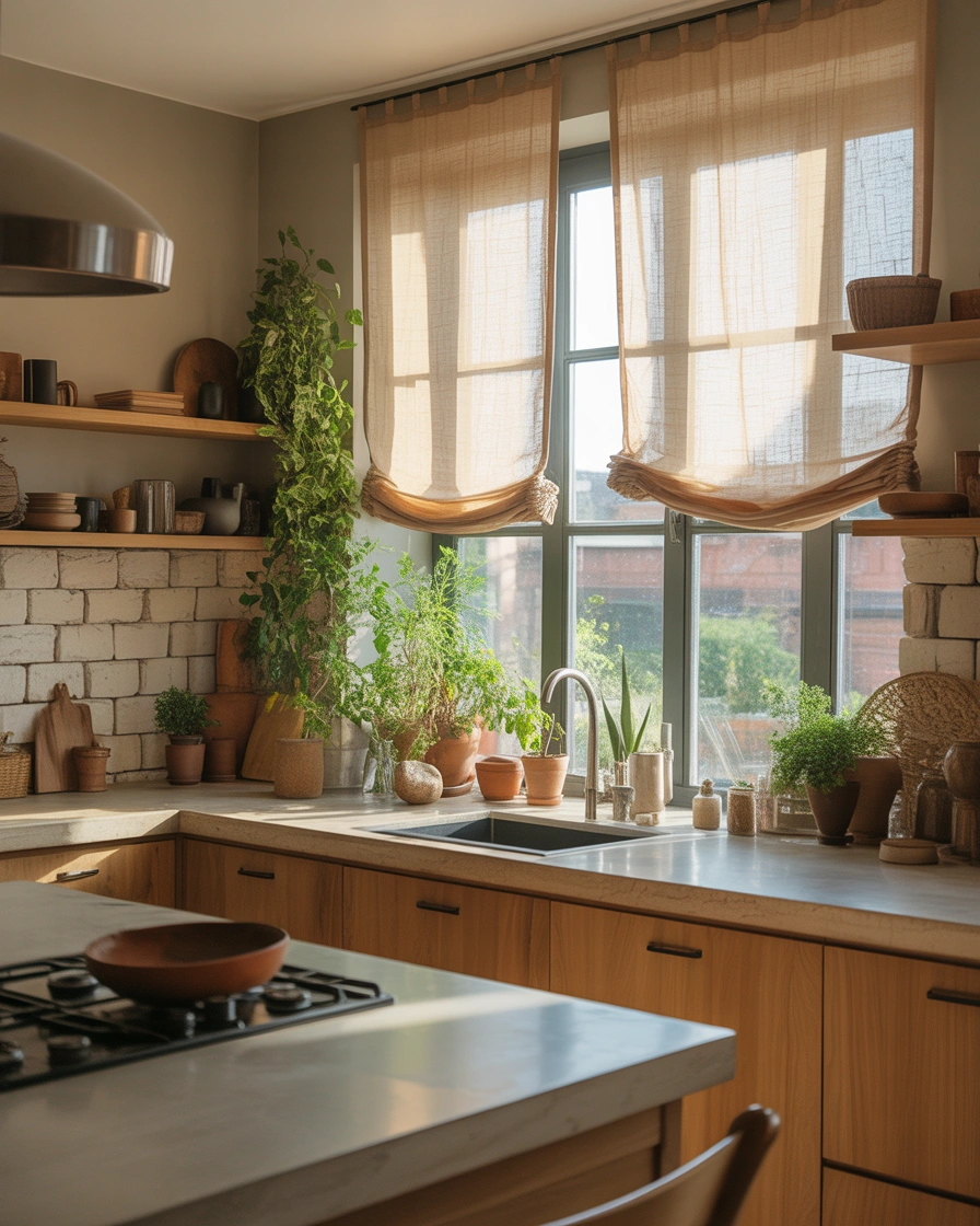 Linen Kitchen Curtains for Natural Elegance