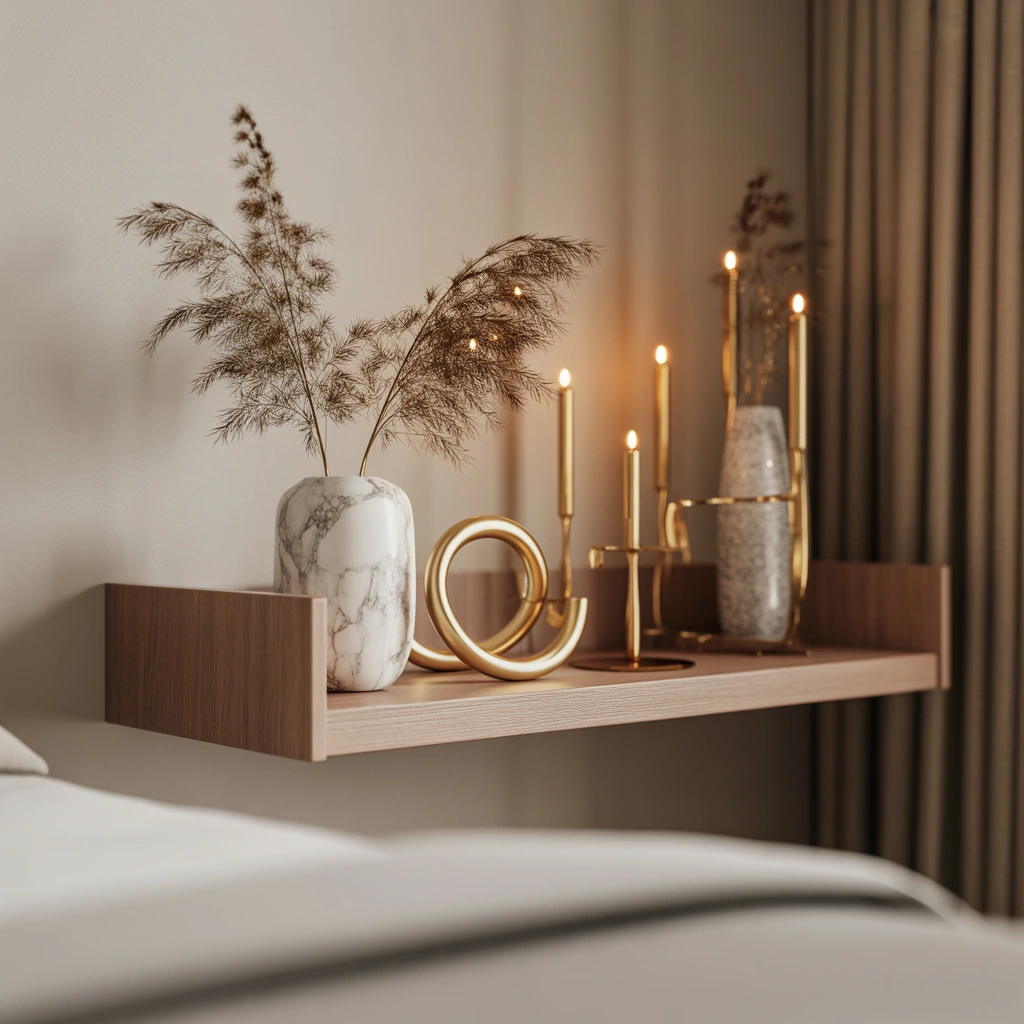 Luxury Bedroom Shelf Decor With Decorative Objects