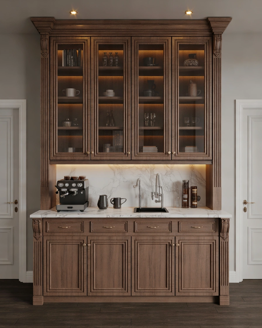 Luxury Coffee Bar Hutch With Elegant Finishes