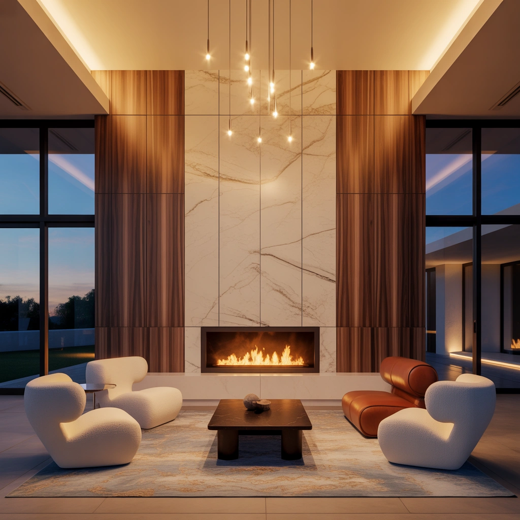 Luxury Fireplace Wall With Custom Architectural Details