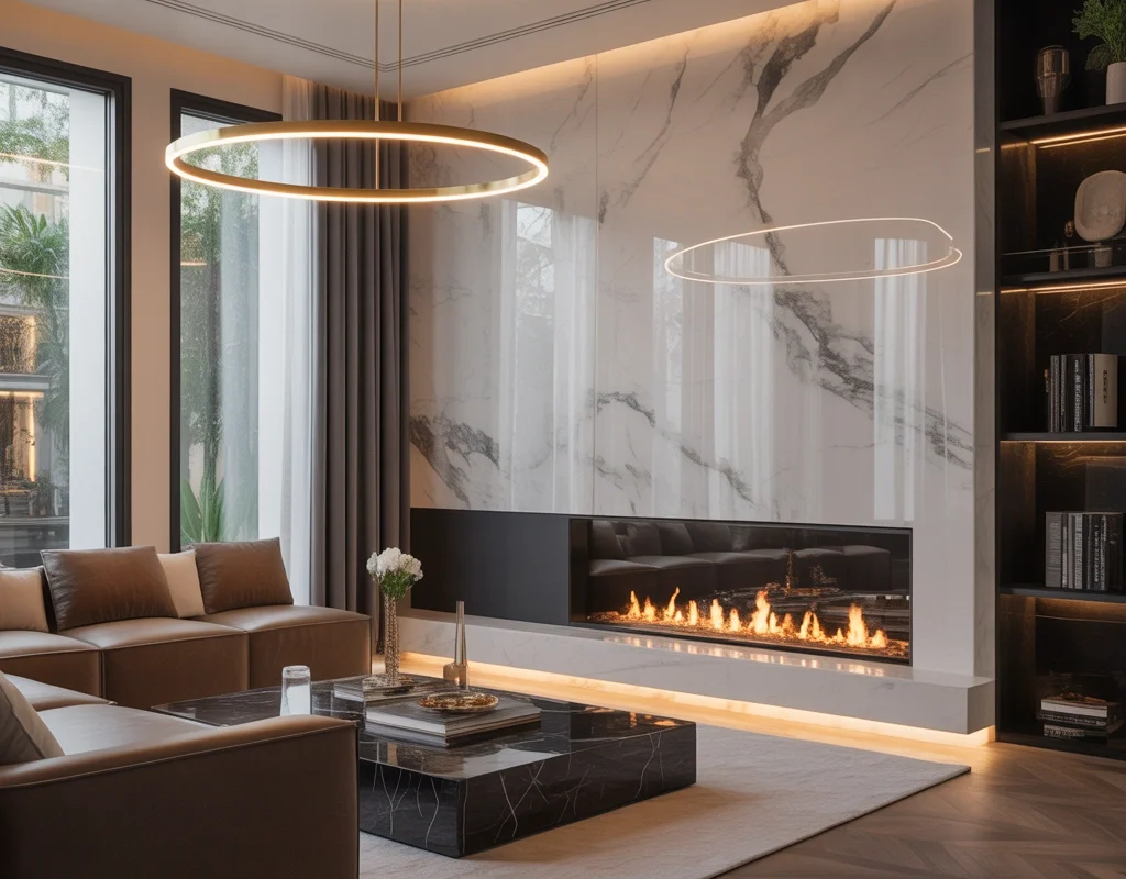 Luxury Marble Corner Fireplace