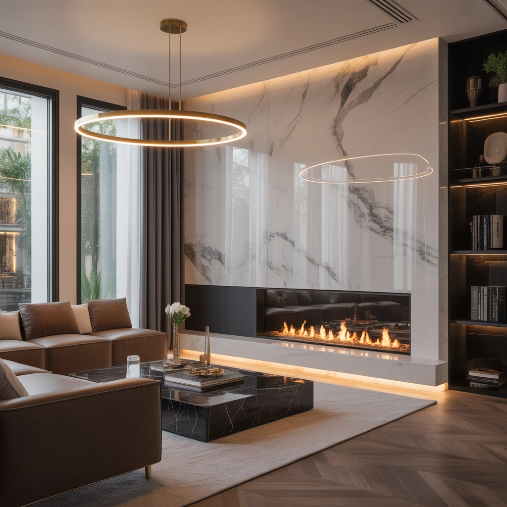 Luxury Marble Corner Fireplace