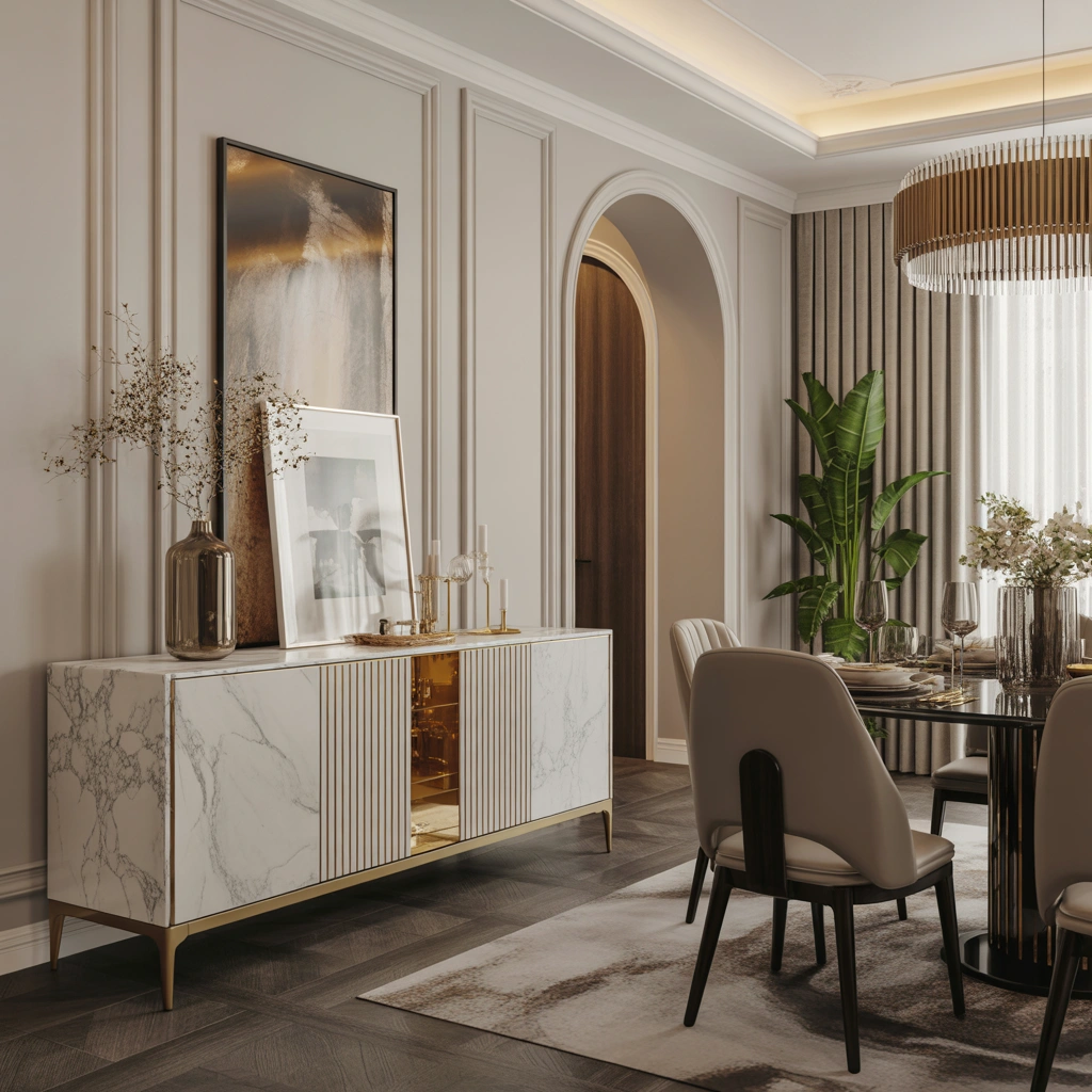 Luxury Marble Sideboard Decor for an Elegant Dining Room