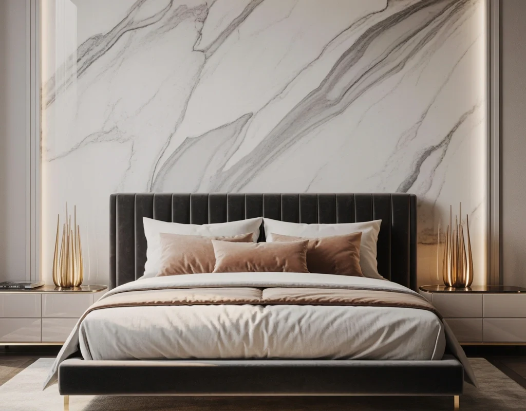 Luxury Marble Wallpaper for an Elegant Bedroom Design
