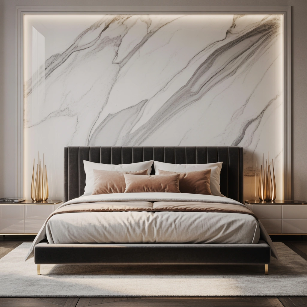 Luxury Marble Wallpaper for an Elegant Bedroom Design