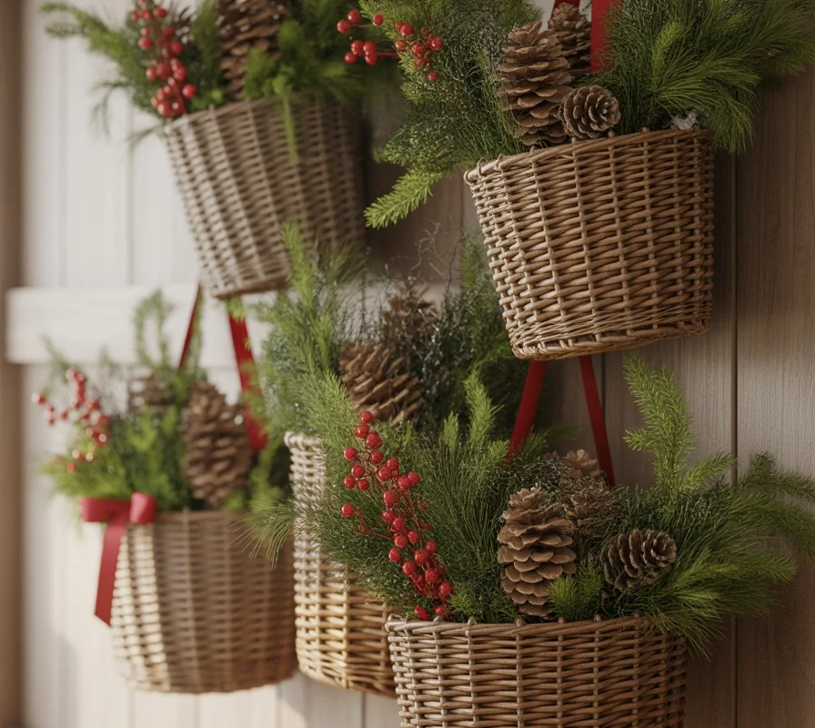 Make a Christmas Wall Basket Arrangement
